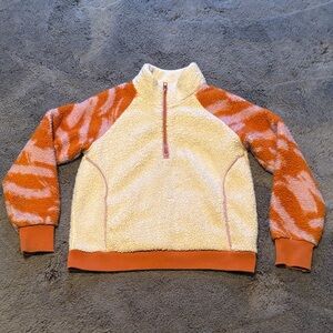 Athleta Cream and Orange with pink Fleece Pullover